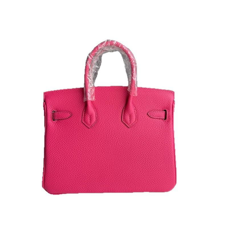 Gold Buckle Classic Fashionable Women's First-layer Cowhide Lychee Leather Handbag