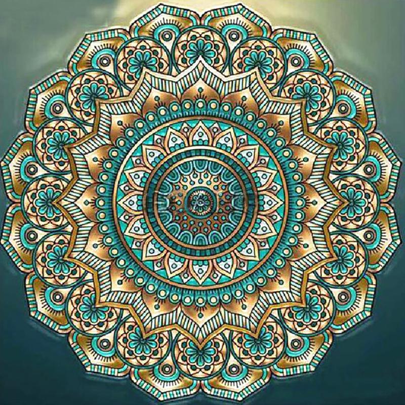 Full Round Drill Diamond Painting &quot;Religious Mandala&quot; DIY Picture of Rhinestone 5D Diamond Embroidery Cross Stitch Decor