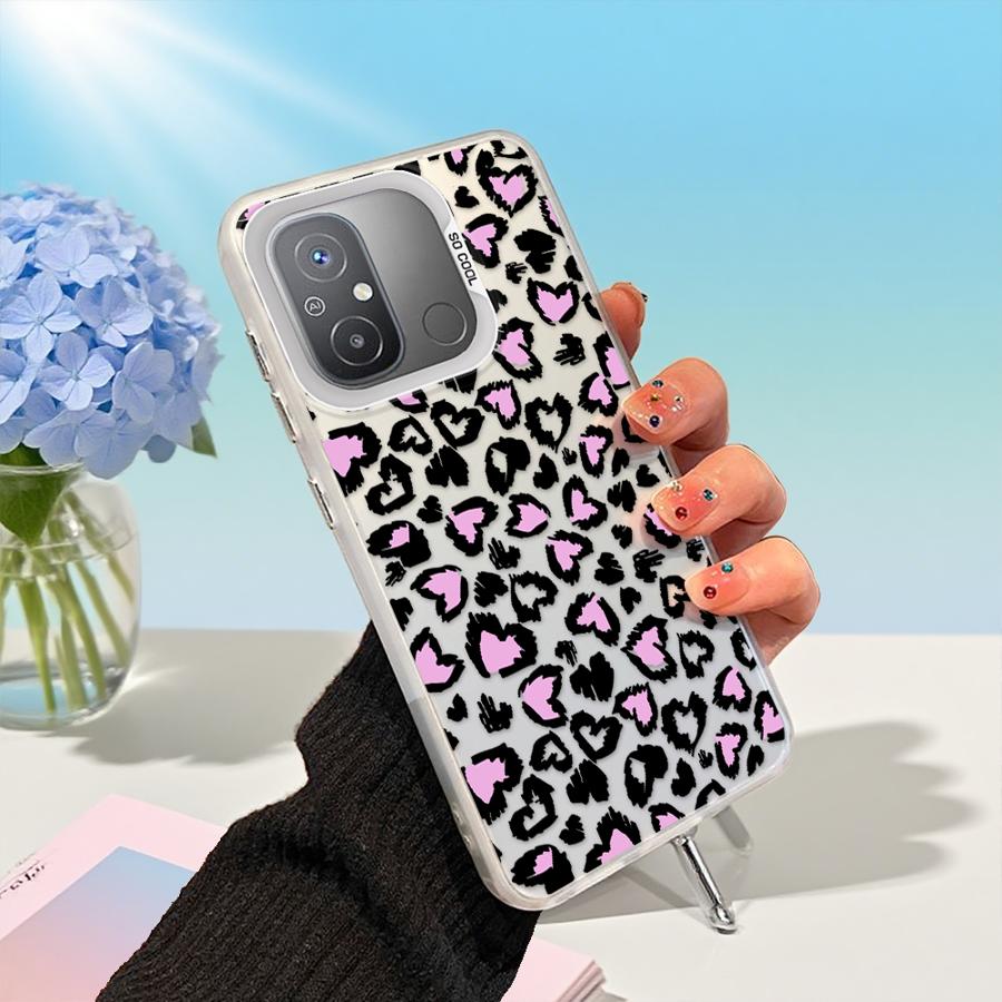 

Case for Xiaomi Redmi 14C A3x A1 A3 A2 Plus 13 A4 12 12C 13C Soft Cover Leopard Print Pink Love Redmi A1+