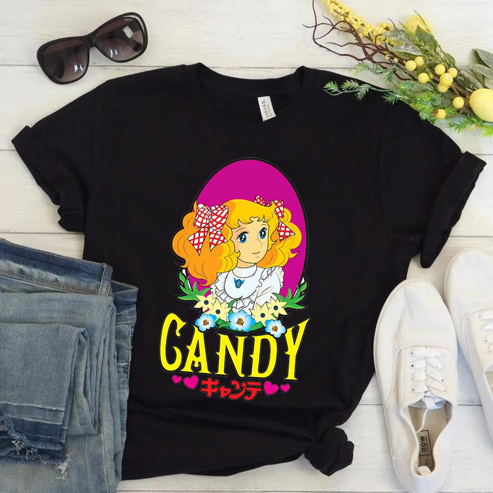 Anime Candy Candy T-shirt Clothes for Women Japanese Manga Short Sleeve Graphic Tee Y2k Kawaii Casual Tops Women's Sumer Clothes