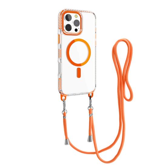 Magnetic Clear Phone Case for IPhone 16 Series Shockproof Crossbody Phone Case with Shoulder Strap Phone Protective Cover Compatible with for MagSafe