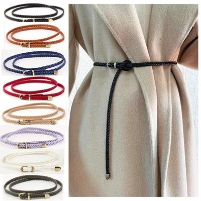 Solid Color Thin Belt Weave Sweater Strap Fashion Waist Rope  Women