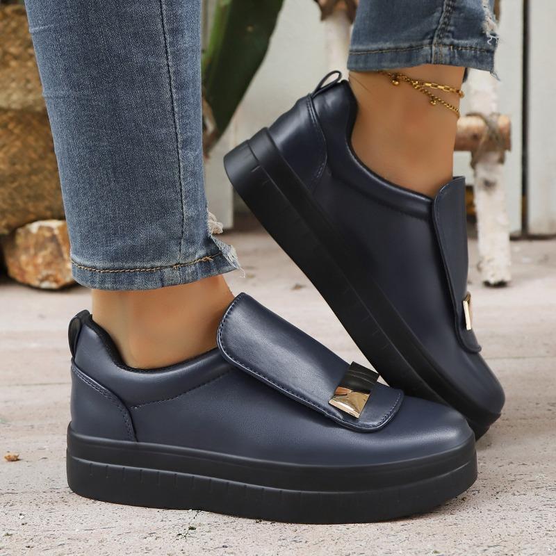Large size temperament sequined casual single shoes women's autumn new round head height increase one pedal single shoes