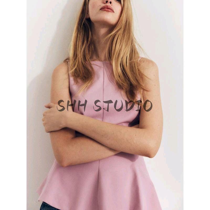 25 Spring New Women's Clothing Round Neck Sleeveless Bowknot Decoration Short Skirt Hem Silm Tops 3067008