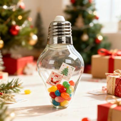 Christmas Bulb Gift Jar Clear Plastic Fillable Light Bulbs Shape Ornaments with Screw Off Cap Empty Candy Cards Jar for DIY Crafts Christmas Decor