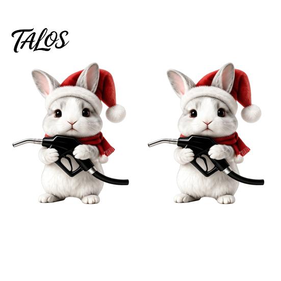 Cartoon Auto Body Decal 2Pcs Christmas Animal Fuel Tank Cover Sticker, Festive Car Cap Decal, Easy Apply Sticker Bear Dog Cat Rabbit Hedgehog Squirrel