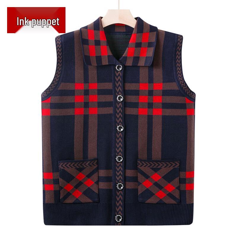 

Mo Ou Women s Plaid Knit Vest Cardigan 3XL