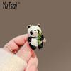 Yutsai Cartoon Cute Panda Bamboo Brooch Alloy Animal Clothing Accessories Jewelry Gifts PD2305