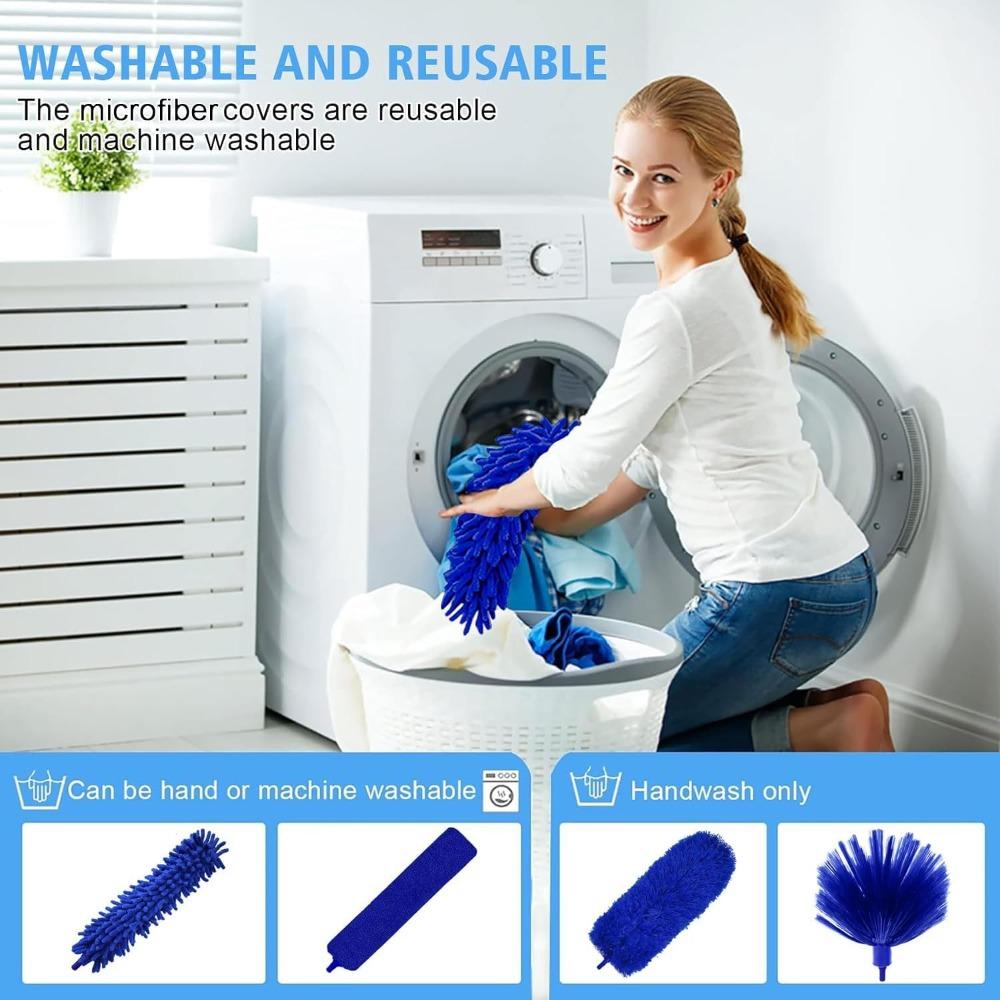 5-in-1 Cleaning Dusting Kit, Dusting Tool with Telescopic Rod, Extendable Up To 100 Inches, Microfiber Duster, Cleaning Duster