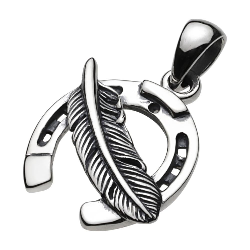 

Horseshoe Feather Pendant Silver p0769 [Cenote] [925 Accessories]