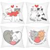 Cute Cat Valentine's Day Love Pattern Throw Pillows Polyester pillowcase, sofa decorative cushion cov Headboard Pillow