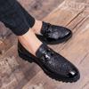 Fashion Autumn new business British men's casual leather shoes trend bright leather work shoes large size heightening wedding shoes D485