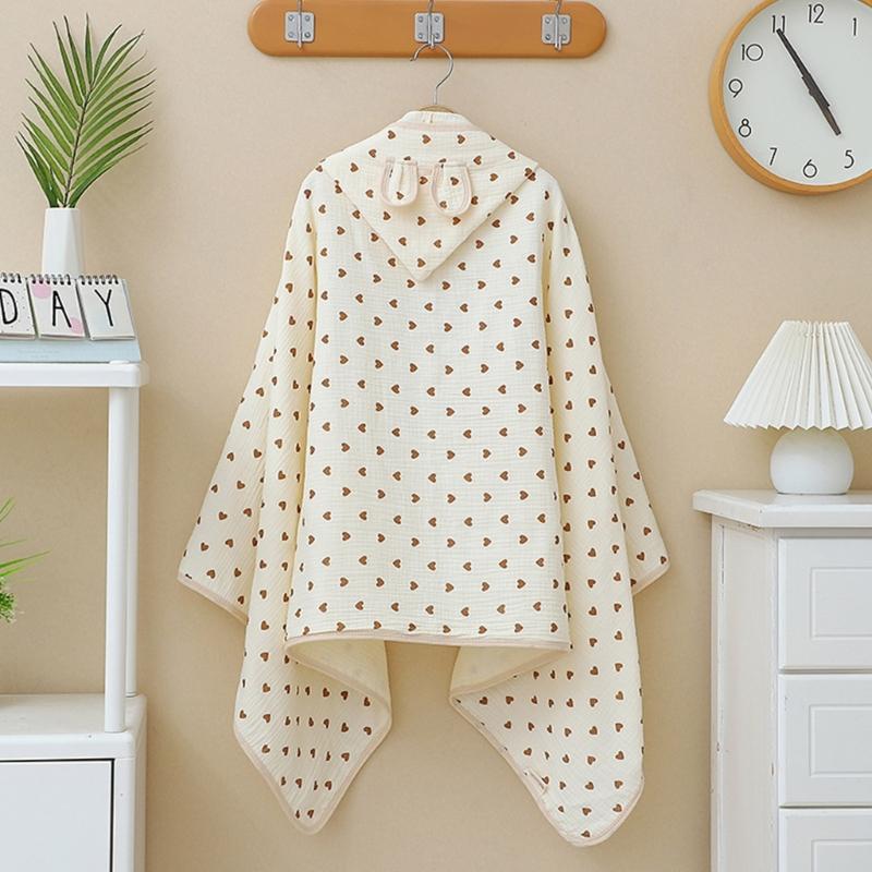 Infant Hooded Towel Gauze-Cotton Breathable Bathrobe Print Summer Sun-proof Cloak Bath Towel Gender Neutral Soft Towel
