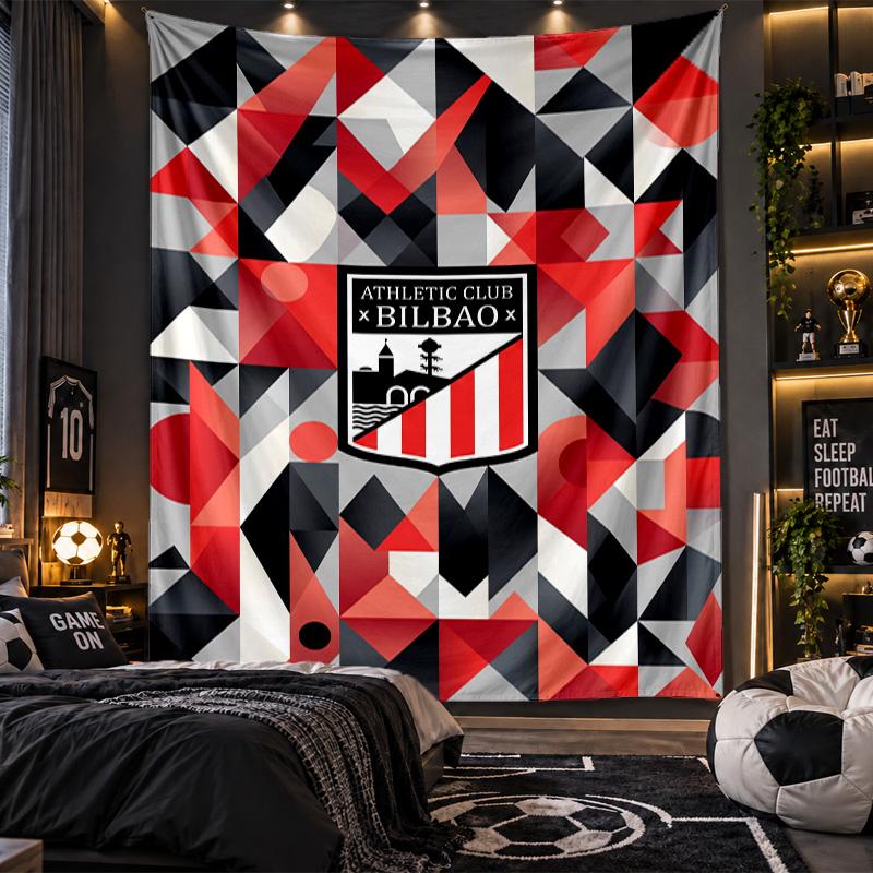 Wall Hanging Tapestry Athletic Bilbao Football Print Cloth for Living Room Bedroom Home Decor