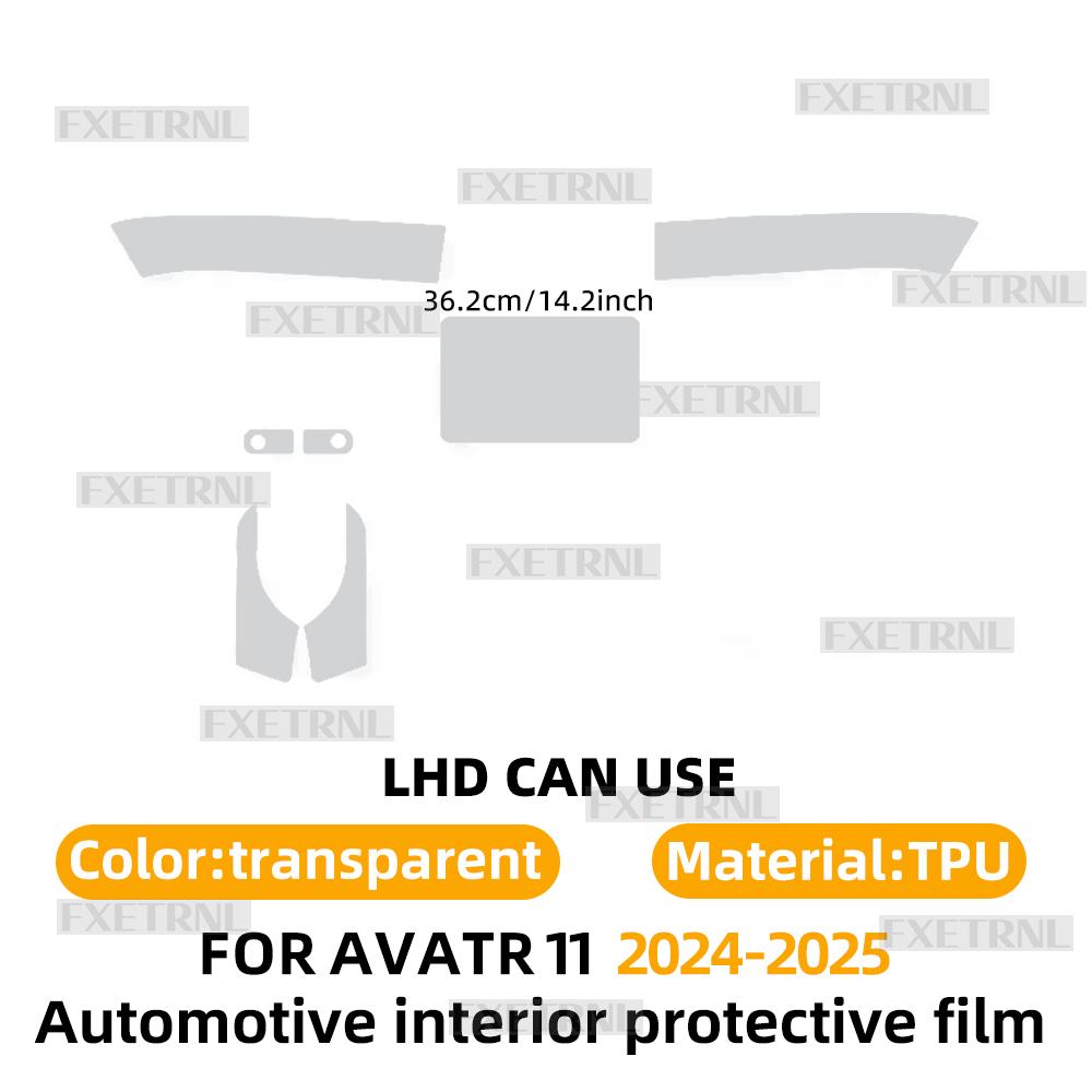 For AVATR 11 2024 2025 PPF Protection Film Accessories Interior Transparent TPU Navigation Gear Panel Center Console