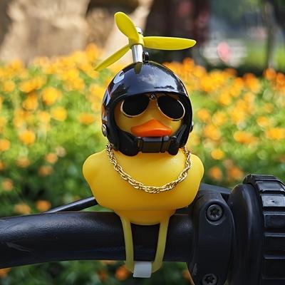 Coole Enten Handrad Dekoration Geschenk 1 Stück kalibriert coole Gummi-Enten Helm Lenkerzubehör mit Propellern und Brille