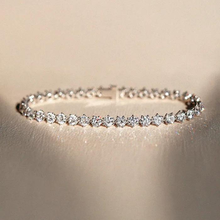 [14K/Moissanite] Flower Tennis Bracelet (Part 2)