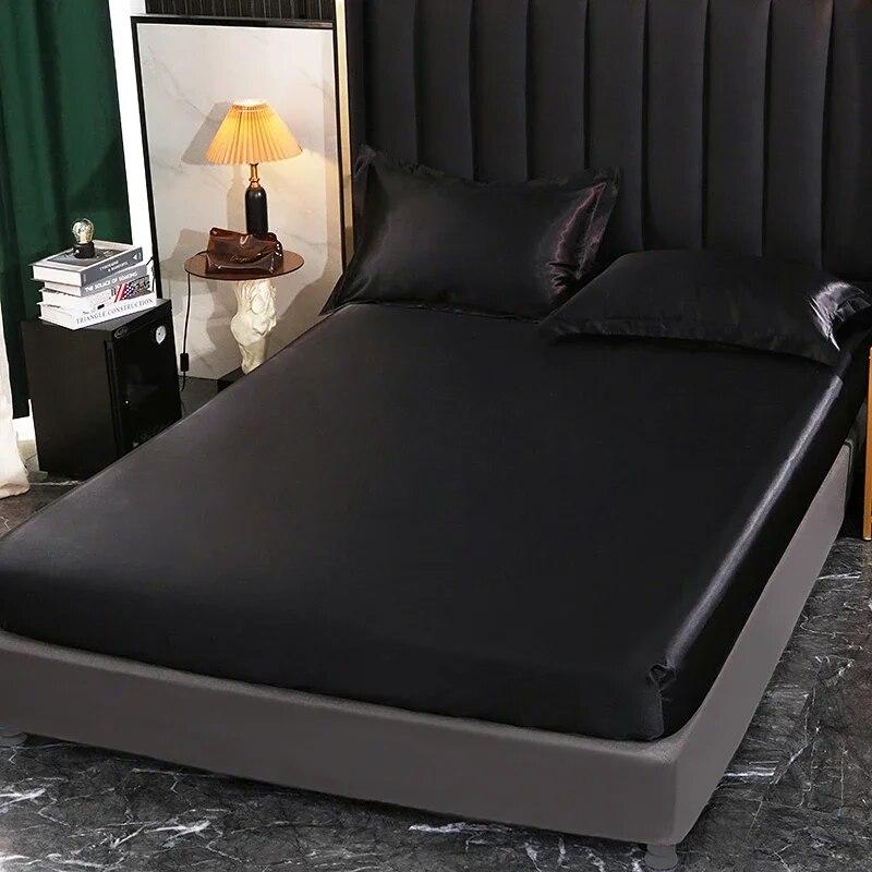 Luxuriöses Satin-Spannbettlaken, hochwertiger Matratzenbezug, einfarbiges Bettlaken mit Gummiband, Bettlaken 140 x 200, 160 x 200 Spannbettlaken