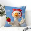 Strawberry Duck Print Pillow Case Cotton Linen Fabric Square Zipper Pillowcase Home Decorative Living Room