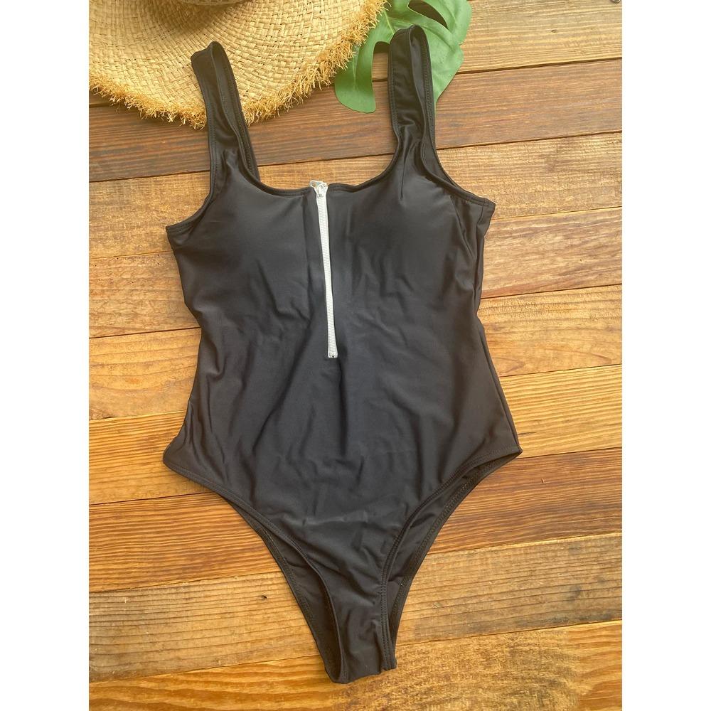 Front Zip Up One Piece Swimsuit Monokini Backless Swimwear One-piece Swimming Suit for Women Summer Trend Beachwear