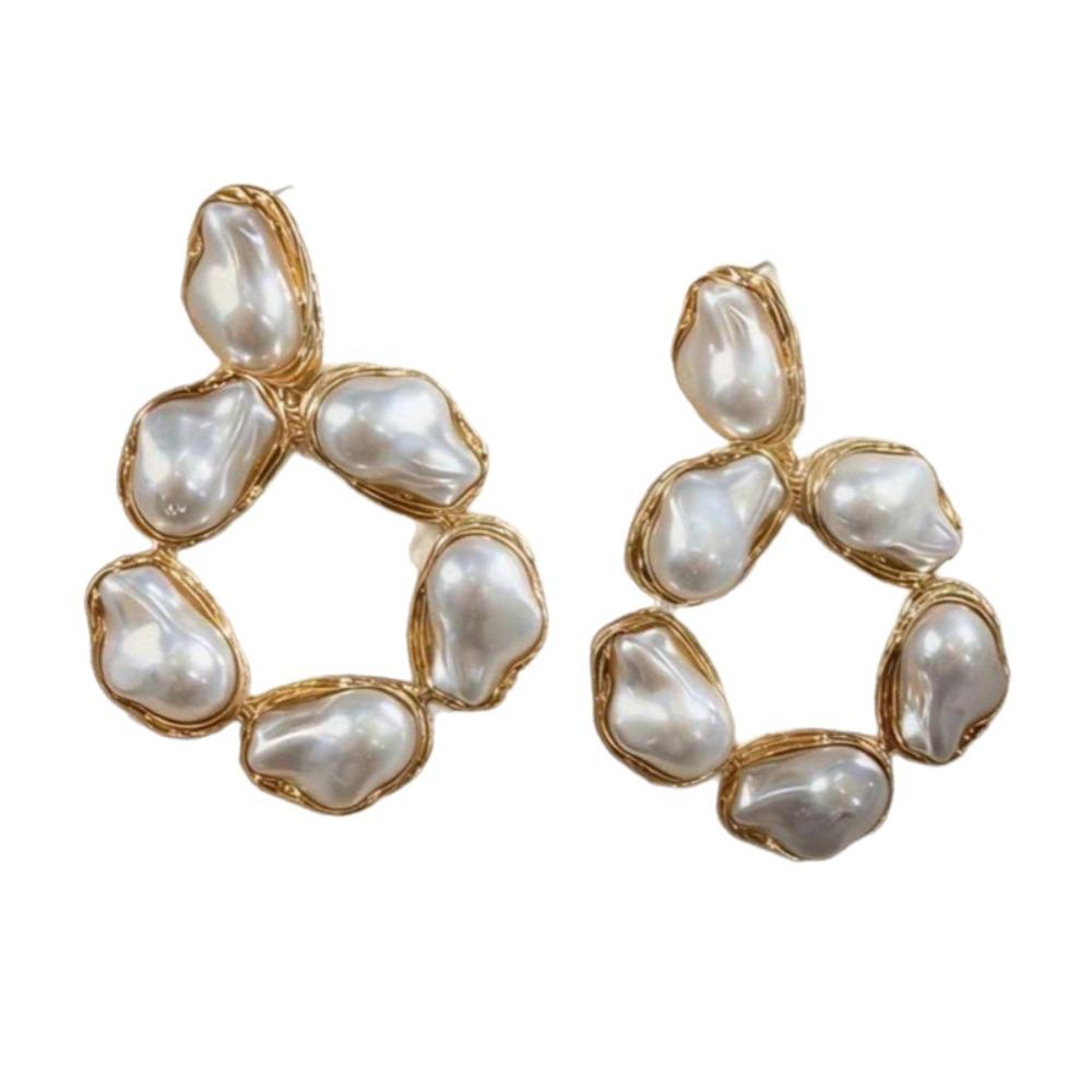 Hypoallergenic Baroque Pearl Earrings Irregular Design Irregular Pearl Drop Earrings Gift золотой