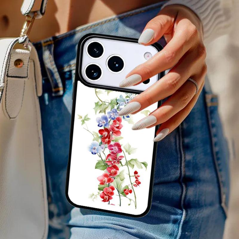 Orchid Flowers Colorful Phone Case For iPhone 17 Air 14 15 13 12 Max Cover For Apple 16e 11 Pro Max Plus Coque