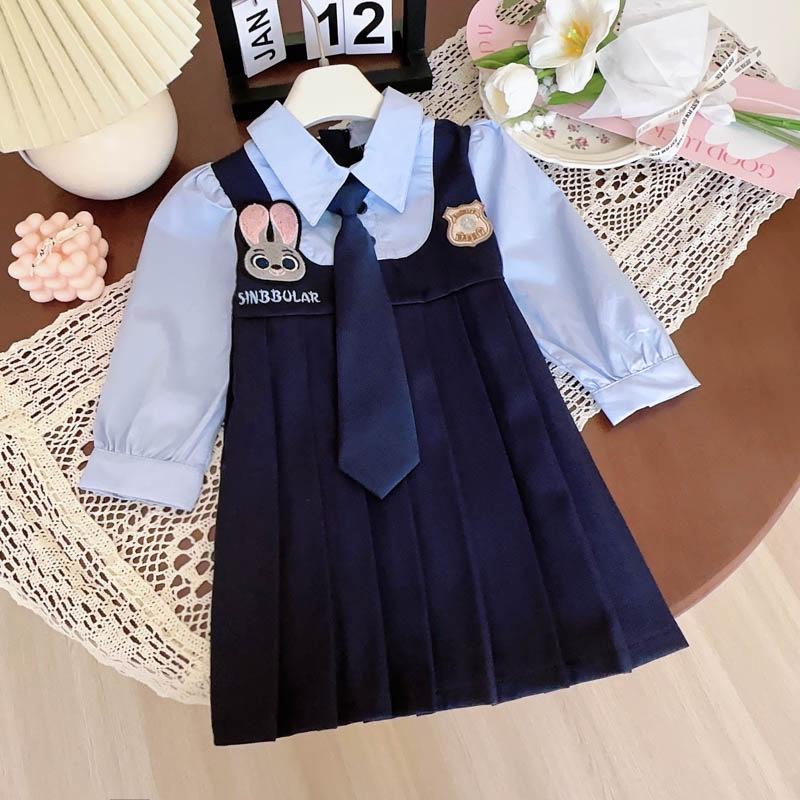 Children's Rabbit Dress - New Spring/Autumn Two-Piece Long-Sleeve with Tie