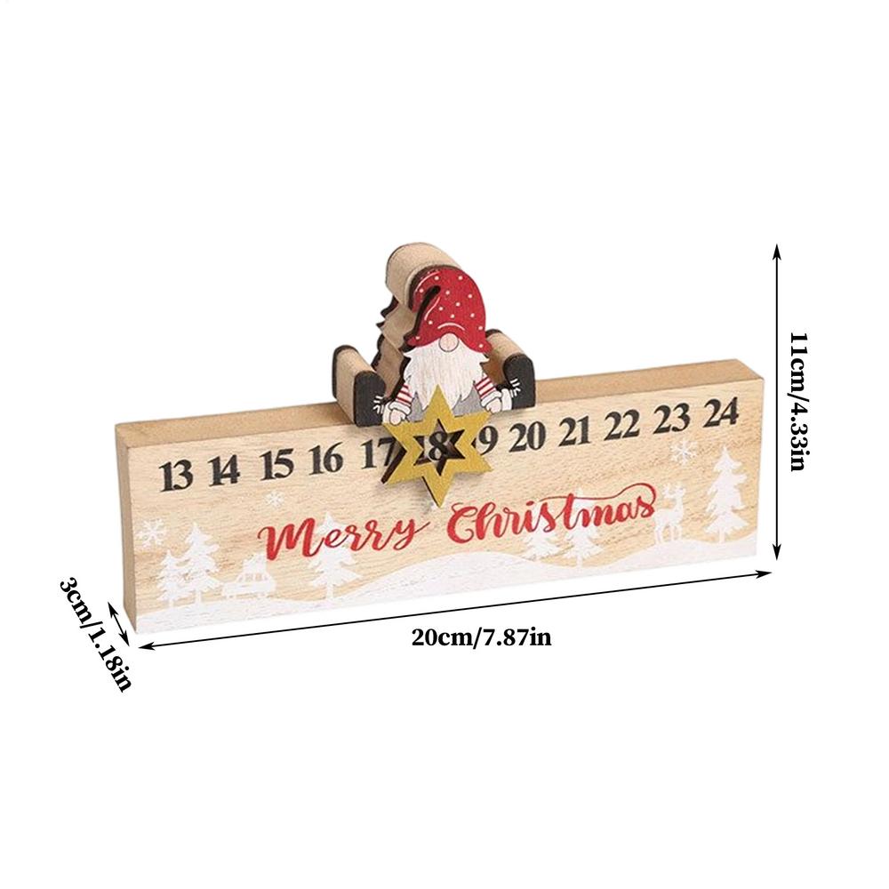 

Christmas Countdown Sliding Gnome Decoration Double-Sided 24 Numbers Design Wood Holiday Countdown Calendar For Winter Festival other