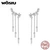 WOSTU New Arrival 925 Silver Dazzling Star Tassels Drop Earrings For Women Fashion Silver Jewelry Gift For Wife CQE399