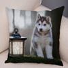 Pet Animal Sofa Cushion Cover Cute Siberian Husky Pillowcase Decorative Dog Print