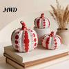 Ceramic Pumpkin Decor Sculpture, Modern Polka Dot Figurine, Farmhouse Retro Style Home Soft Furnishings Tabletop Decoration for Fall, Halloween,
