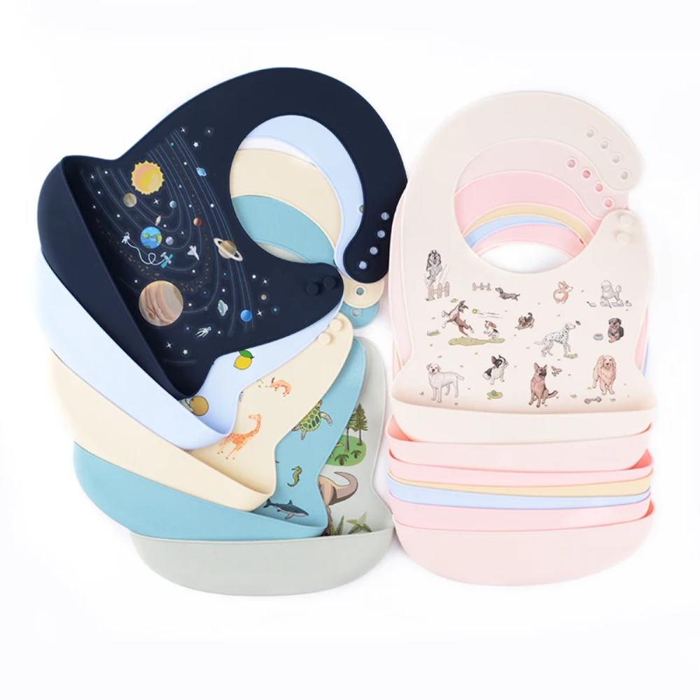 LOFCA 1pc Silicone Bibs For Kids Newborn Baby Bibs Waterproof Silicone Feeding Baby For Toddler Breakfast Feedings Adjustable