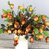 Group of 5 Artificial Rosehip Berries Glossy Finish Christmas Holly Alternative Floral Accessories Home Decor