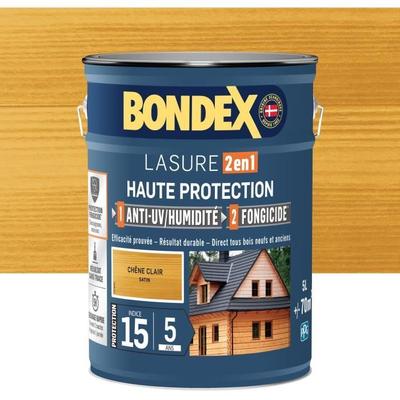 2-in-1 High Protection Stain - Light Oak Satin - BONDEX - 5 L