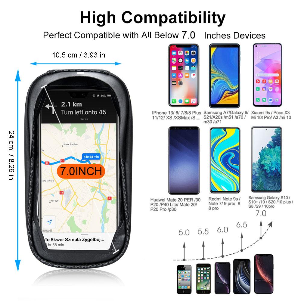 WILD MAN New Rainproof Bike Bag Bicycle Front Cell Phone Holder with Touchscreen Top Tube Cycling Reflective MTB