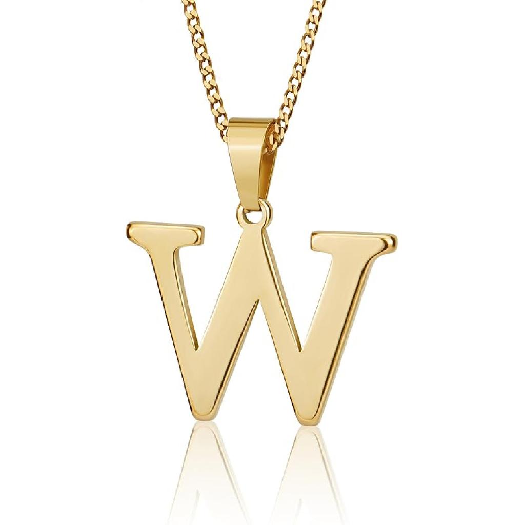 Suweibuke Initial Necklace for Men Women Boys Girls, 18K Gold Plated 26 Letters Pendant Necklace, Personalized Jewelry Gifts