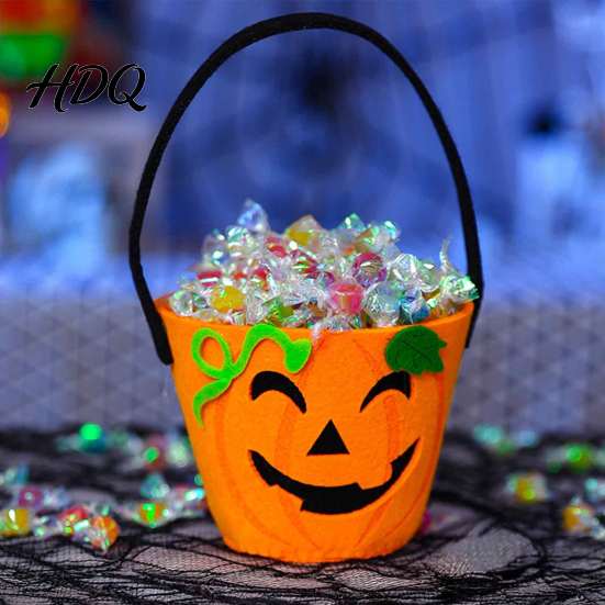 Halloween Candy Bucket Trick or Treat for Kids Pumpkin Face Ghost Bat Cat Storage Container Snack Basket Holder with Handle Party Favors Lightweight