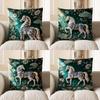 2D Exquisite White Horse With Floral Decorative Cushion Pattern Cushion Cover Suitable For Sofa Bedroom Car Pillow Cover