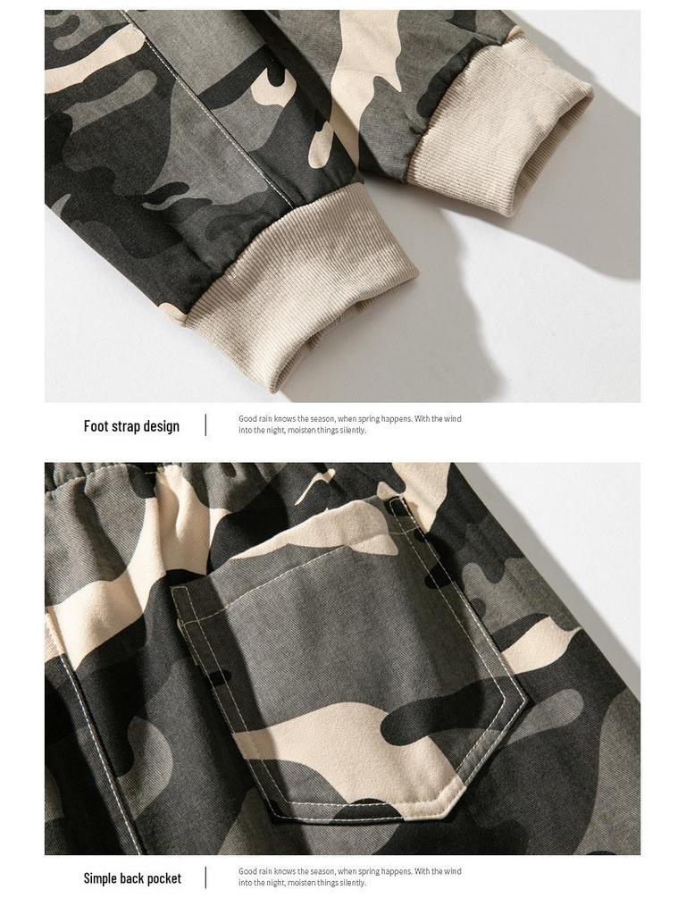 Japanese Style Men's Camouflage Overalls - Loose Casual Pants with Cuffs, Large Size for Teenagers