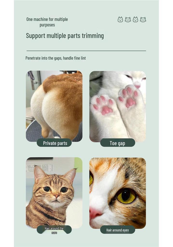 Rechargeable Pet Hair Trimmer for Paws, Eyes, Tail, and Pads