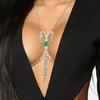 Sexy Tassel Green Rhinestone Bust Bikini Stainless Steel Chest Bracket Bra Chain Body Chain