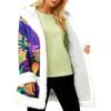 Unisex Casual And Fashionable Plush Collar Hooded Long Sleeved Carnival Print Jacket