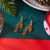 Christmas Red Green White Enamel Stripe Crutch Candy Drop Earrings Colorful Cane Earrings For Women Men Holiday Party Jewelry