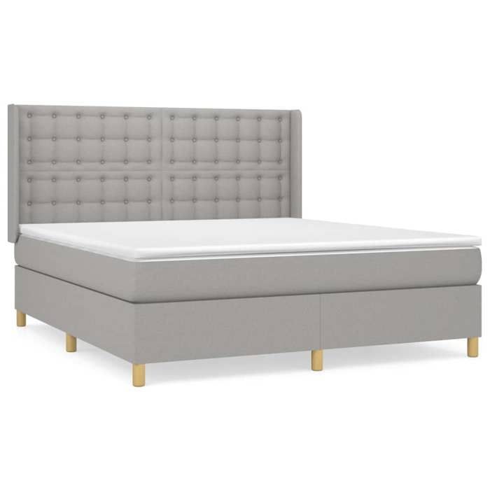 Maison Exclusive - Sommier à lattes de lit avec matelas Gris clair 160x200cm Tissu