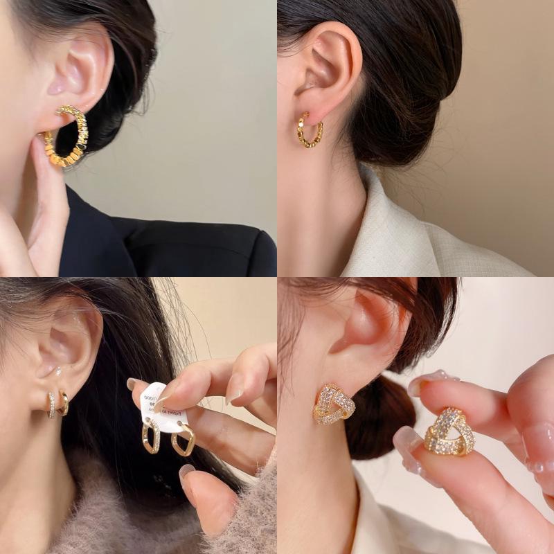 Elegantní náušnice s jehličkou ze stříbra 925: Všestranné francouzské kruhy v měděné barvě s více styly pro sofistikovaný vzhled