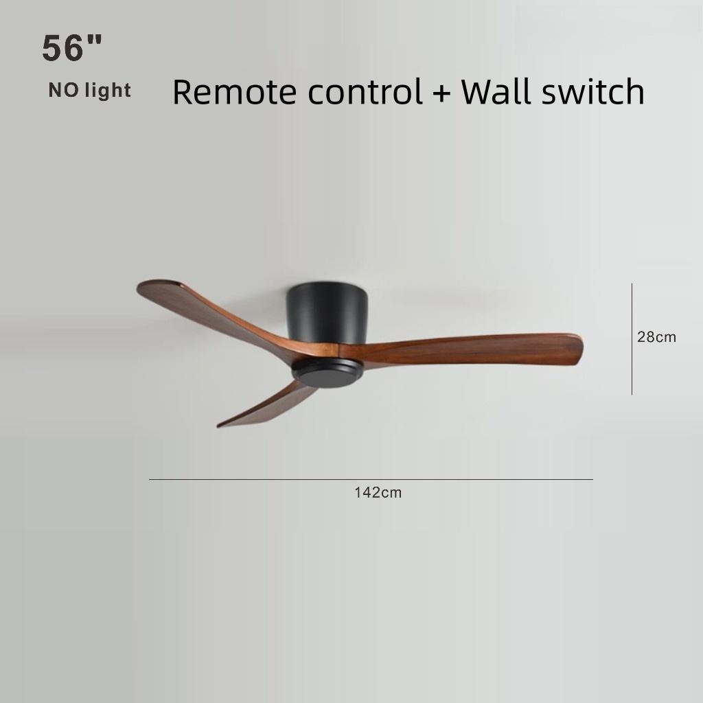 Nordic Minimalist Variable Frequency Fan Living Room Bedroom Solid Wood Ceiling Fan Creative Villa Hotel Decoration Fan