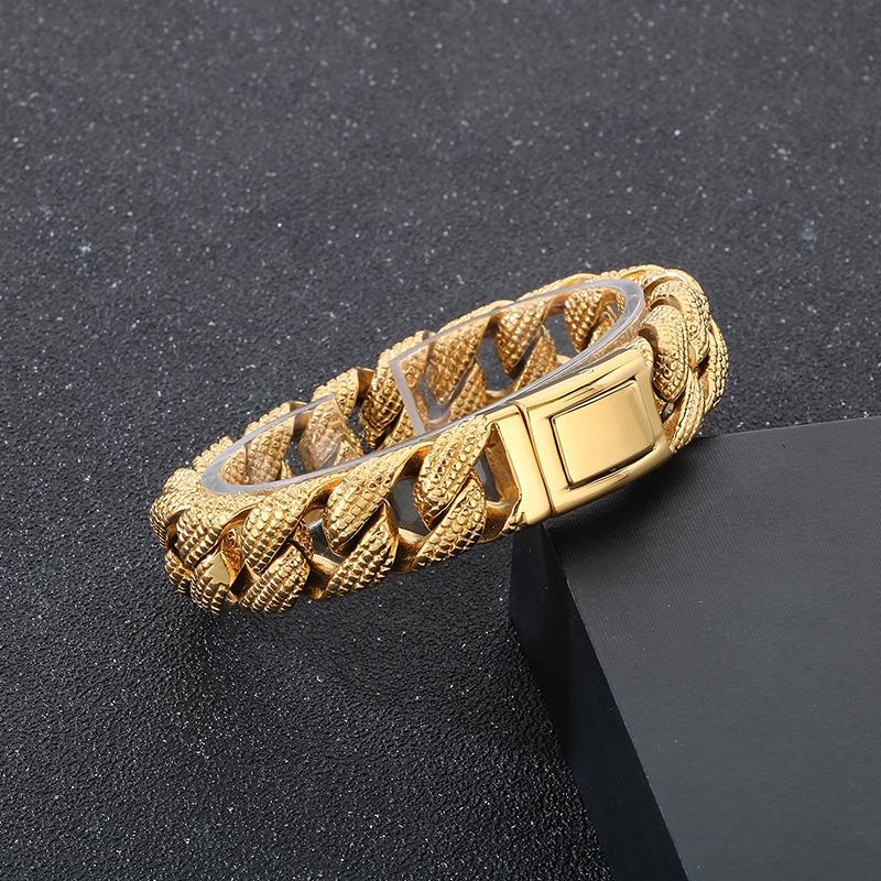 Kalen 19-21cm Long Stainless Steel Men's Bracelet Vintage Biker Party Fashion Jewelry Metal Polka Dot Chain Thick Accessories