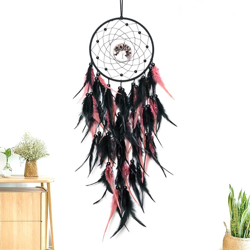 Gothic Dreamcatcher Colorful Feather Wind Chime Crystal Hand-woven Living Room Bedroom Hanging Ornaments Wall Pendant Home Decor