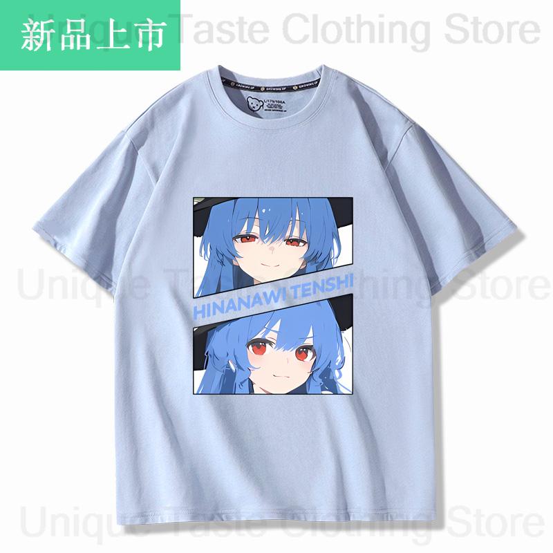 Touhou Project T Shirt Hinanawi Tenshi Cute Cartoon Print Tshirt Harajuku Fashion High Quality Cotton Short Sleeve Tee Tops