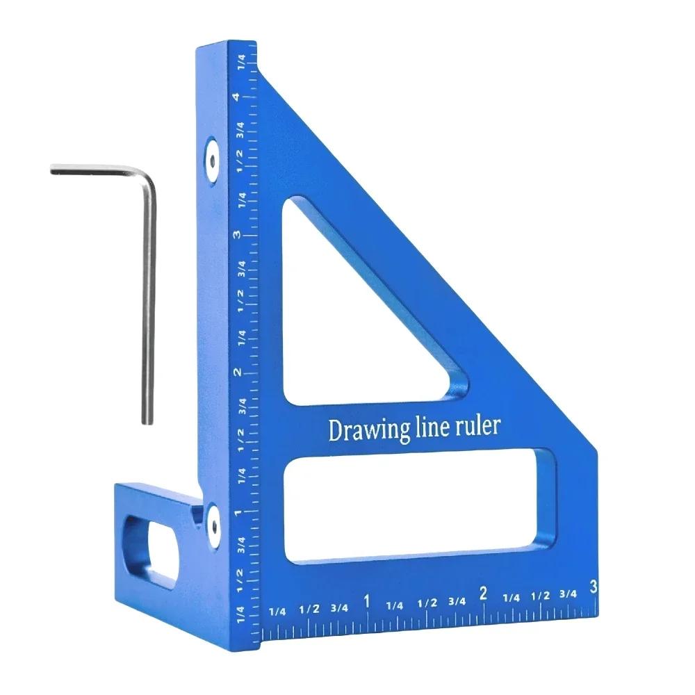 Aluminum Multi-Angle Measuring Ruler Square Protractor for Woodworking Miter Triangle-Ruler Utility Tracing Meter Tool